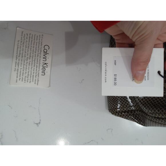 Gorgeous Calvin Klein leather snakeskin pattern satchel purse NWT - Picture 9 of 10